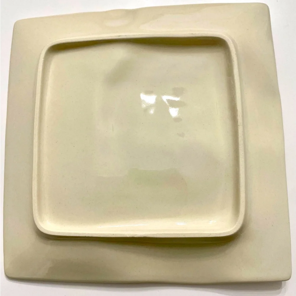 Christmas Santa Red White Decorative Ceramic Holiday Square Snack Serving Plate - Picture 2 of 4